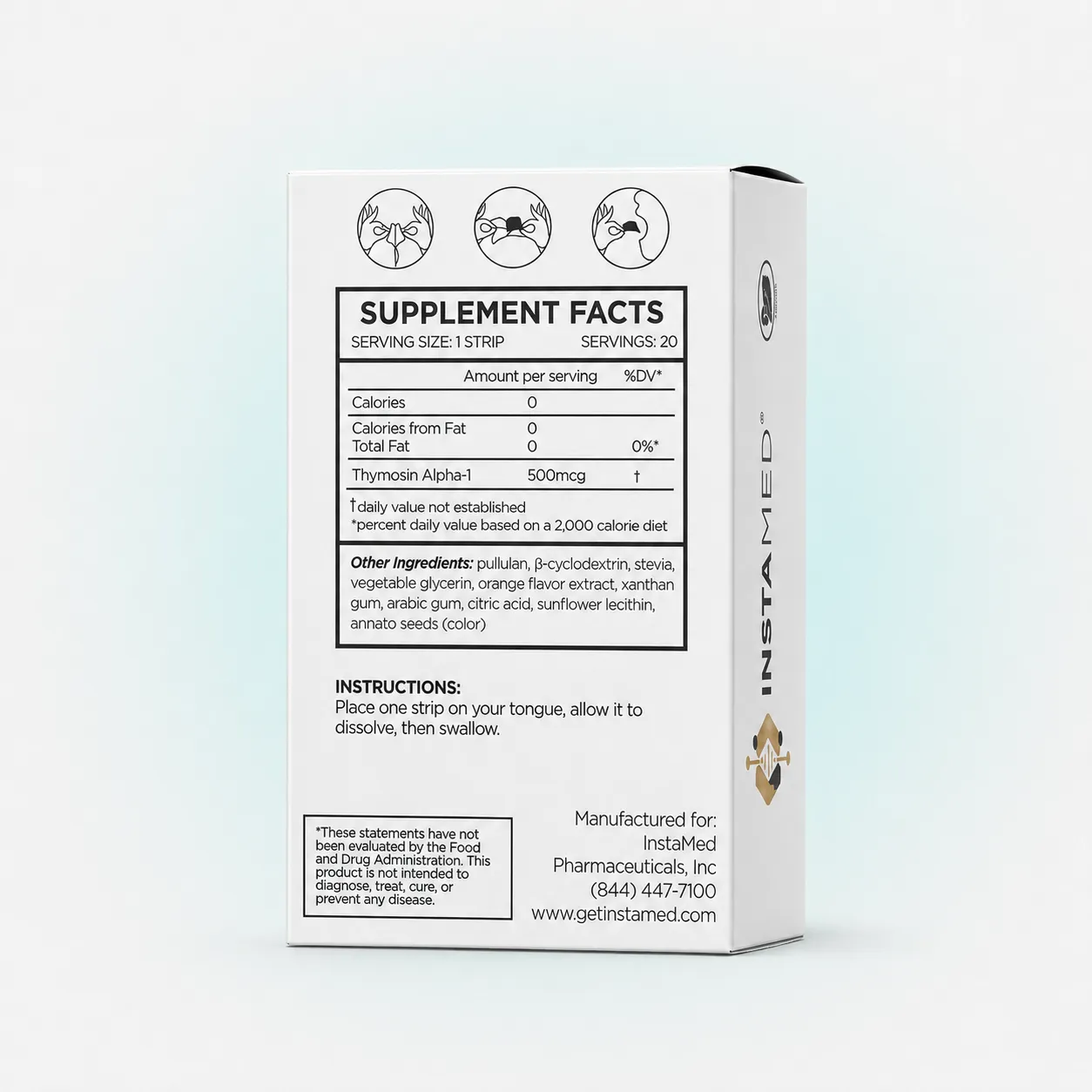 Supplement facts panel for Immune